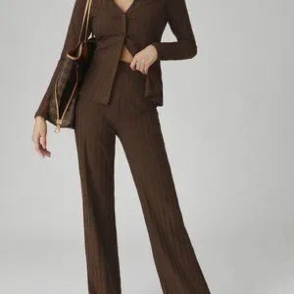 Reformation Navy Blue Zayne Two-Piece Set Ribknit Stretch - Picture 3 of 9